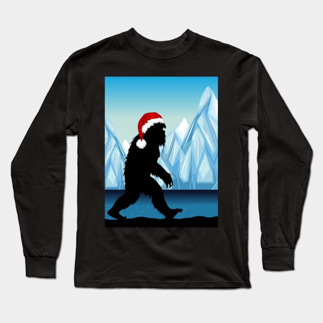 Bigfoot Santa Northpole Long Sleeve T-Shirt by FlippinTurtles